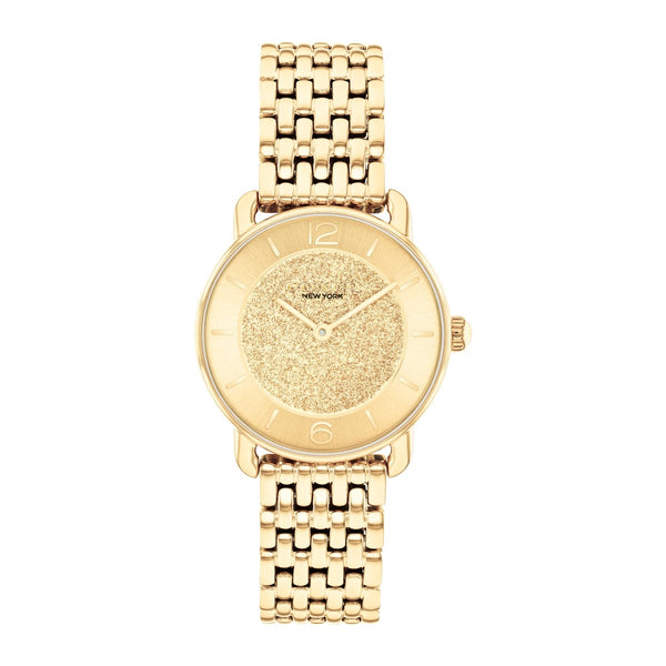 Coach with 28MM Round Goldtone Glitter Dust Dial Stainless Steel Watch Band. Elliot 14504370