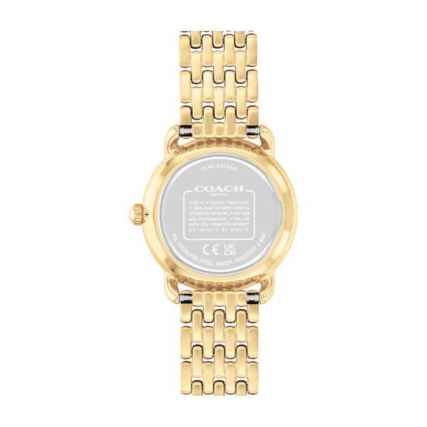 Coach with 28MM Round Goldtone Glitter Dust Dial Stainless Steel Watch Band. Elliot 14504370