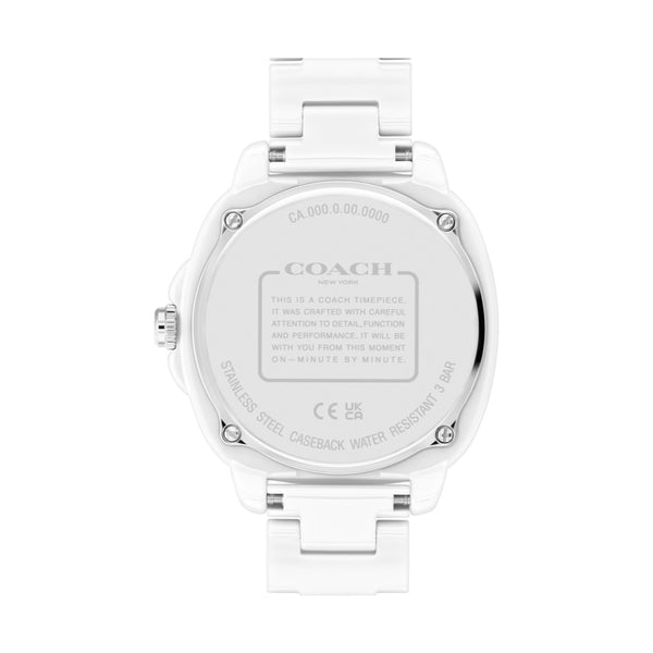 Coach with 38MM White Round Dial with Crystals Ceramic Watch. Kitt 14504407