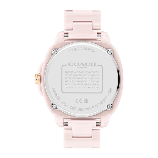 Coach with 38MM Pink Round Dial with Crystals Ceramic Watch. Kitt 14504408