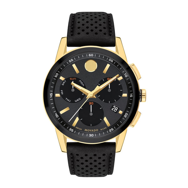 Movado Museum Sport 43MM Black Chronograph Watch. 0607898