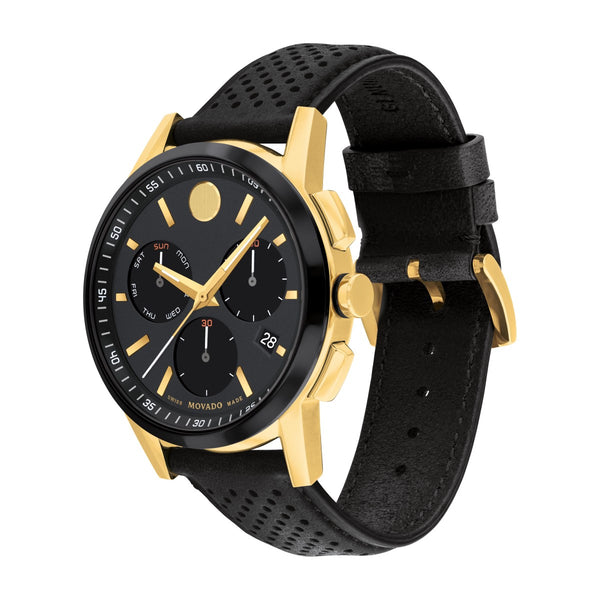 Movado Museum Sport 43MM Black Chronograph Watch. 0607898