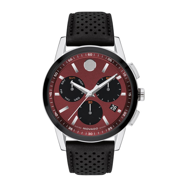 Movado Museum Sport 43MM Burgundy Chronograph Watch. 0607897