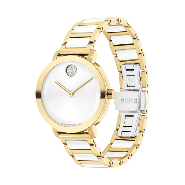 Movado BOLD Evolution Two-Tone Watch with 34MM Crystal Dot Dial. 3601238