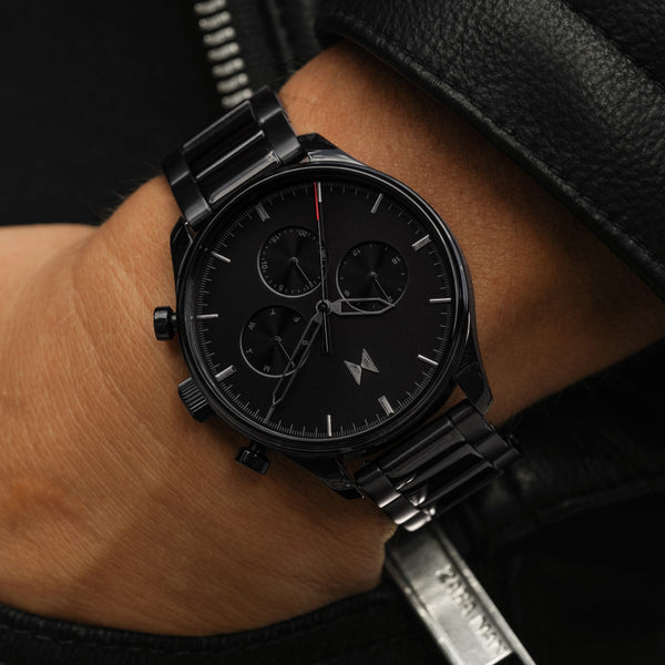 MVMT Airhawk 42MM Black Chronograph Watch in Black Stainless Steel. 28000232-D