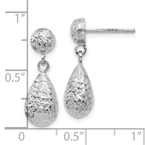 14KT White Gold 20X7MM Drop & Dangle Diamond-cut Earrings