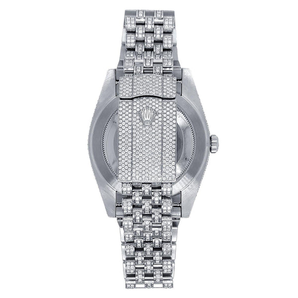 Certified Pre-Owned Rolex Diamond Accent Oyster Perpetual Datejust II with 41X41 MM Pave Diamond Round Dial Stainless Steel Jubilee. 126300