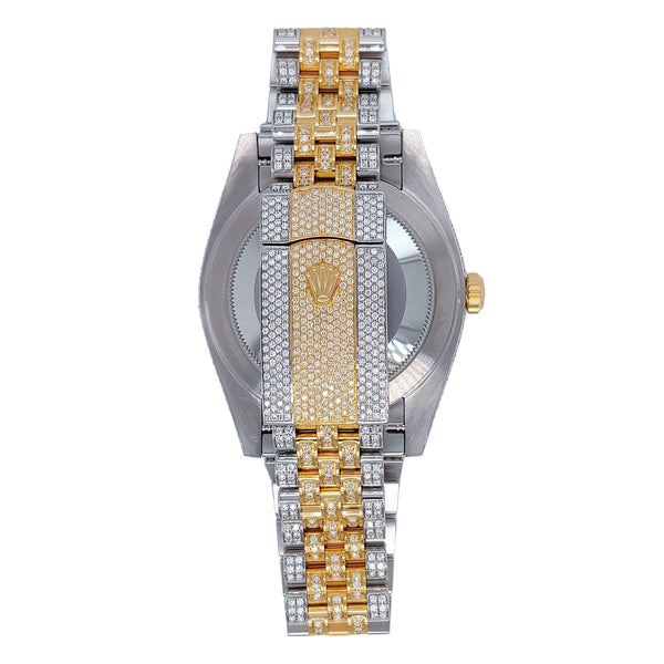 Certified Pre-Owned Rolex Two-Tone Steel & 18K Yellow Gold Oyster Perpetual Datejust with 41X41 MM Pave Diamond Round Dial. 126333