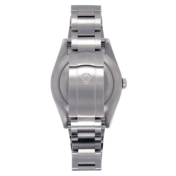 Certified Pre-Owned Rolex White Stainless Steel Oyster Perpetual with 39X39 MM Grey Round Dial. 114300