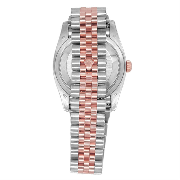 Certified Pre-Owned Rolex Two-Tone Steel & 18K Everose Gold Datejust with 36X36 MM Pink Round Dial. 116231-Jubilee Dial