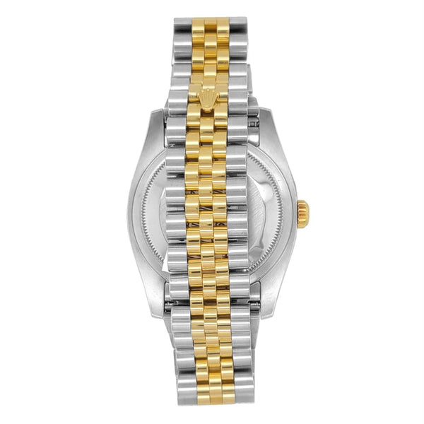 Certified Pre-Owned Rolex Diamond Accent Oyster Perpetual Datejust with 36X36 MM Champagne Round Dial Steel & 18K Yellow Gold Jubilee. With Hidden Buckle