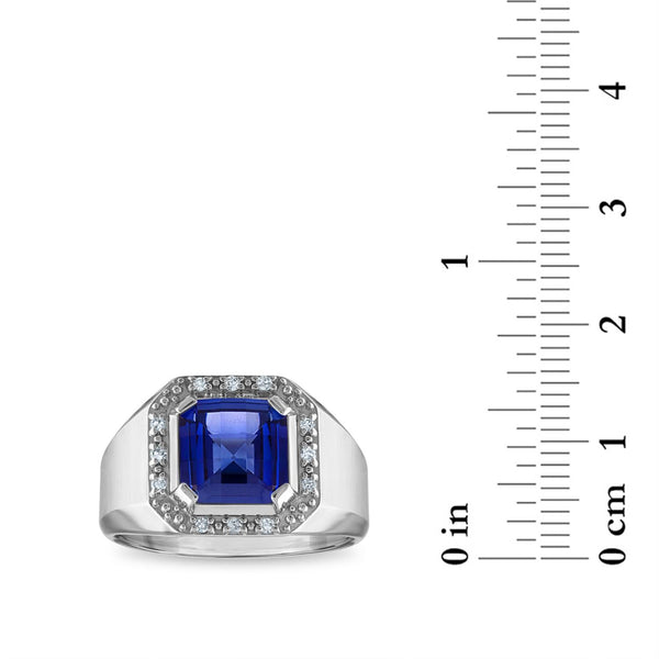 9MM Cushion Blue Sapphire and Diamond Halo Ring in 10KT White Gold