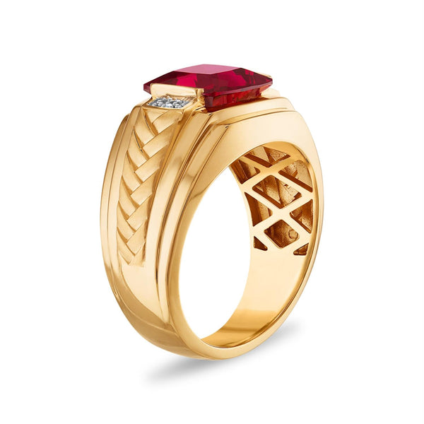 10MM Cushion Ruby and Diamond Fashion Ring in 10KT Yellow Gold