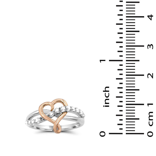 Round White Sapphire Heart Eternal Romance Ring in Sterling Silver