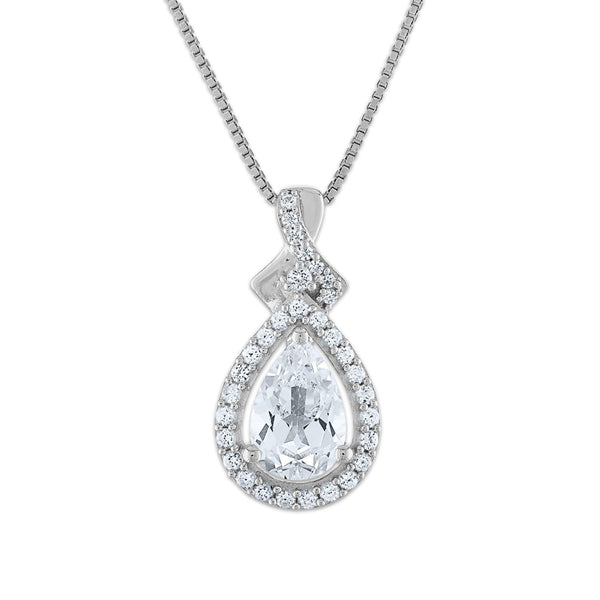 White Sapphire Halo Ring Pendant Earring Set in Sterling Silver