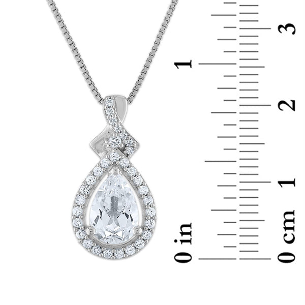 White Sapphire Halo Ring Pendant Earring Set in Sterling Silver