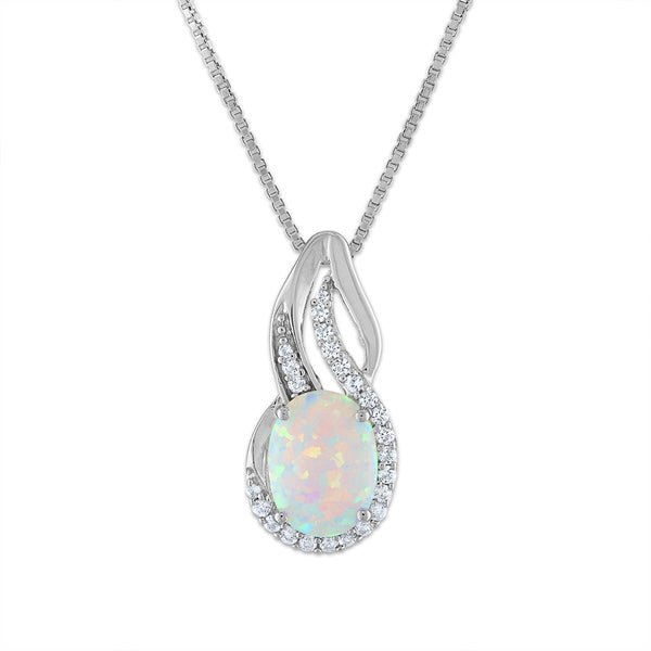 Opal and White Sapphire Halo Ring Pendant Earrings Set In Sterling Silver