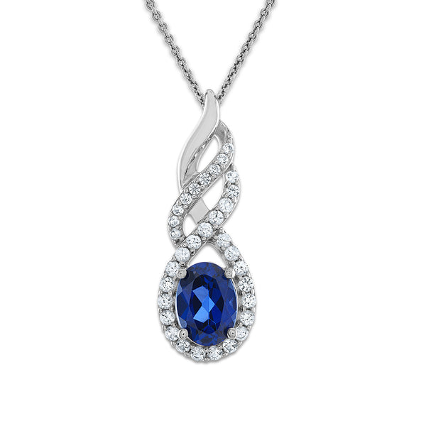 Blue and White Sapphire Ring Pendant Earrings Set in Sterling Silver