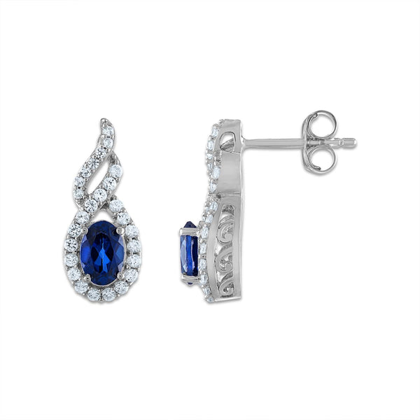 Blue and White Sapphire Ring Pendant Earrings Set in Sterling Silver