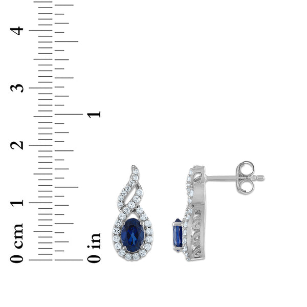 Blue and White Sapphire Ring Pendant Earrings Set in Sterling Silver