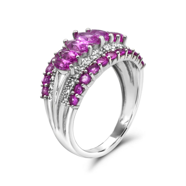 Created Pink and White Sapphire Ring in Sterling Silver