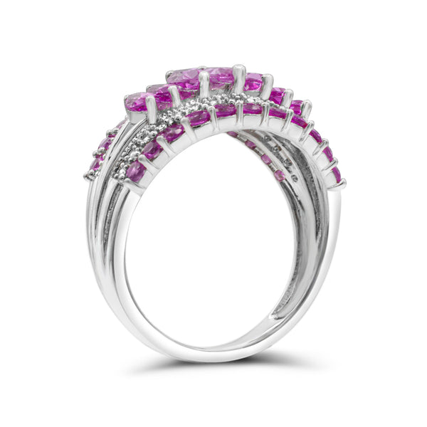 Created Pink and White Sapphire Ring in Sterling Silver