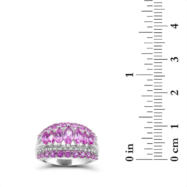 Created Pink and White Sapphire Ring in Sterling Silver