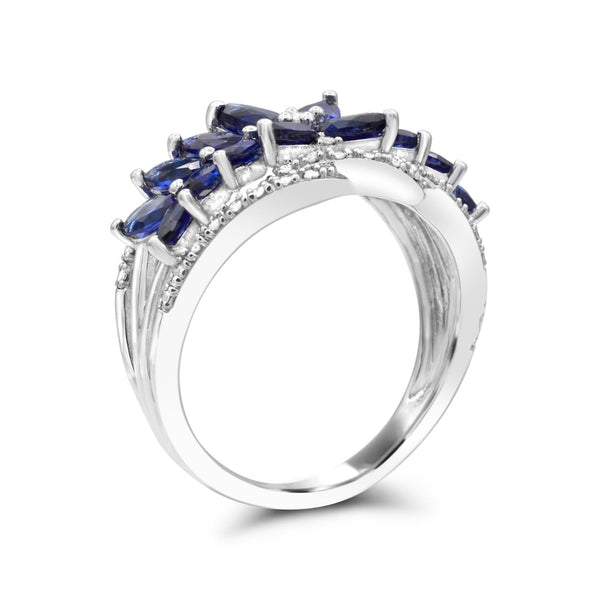 Created Blue and White Sapphire Ring in Sterling Silver