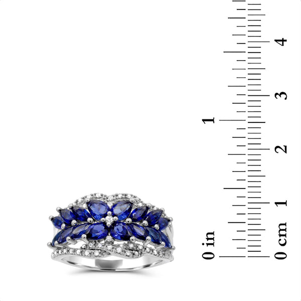 Created Blue and White Sapphire Ring in Sterling Silver