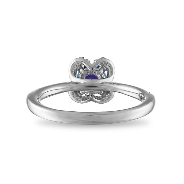 5MM Round Alexandrite and White Sapphire Birthstone Flower Halo Ring in Sterling Silver