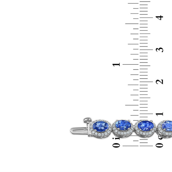 6X4MM Oval Tanzanite and Sapphire 7-inch Tennis Bracelet in Sterling Silver