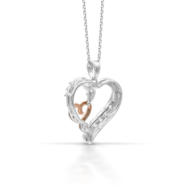 Round White Sapphire Heart Eternal Romance 18-inch Pendant in Sterling Silver