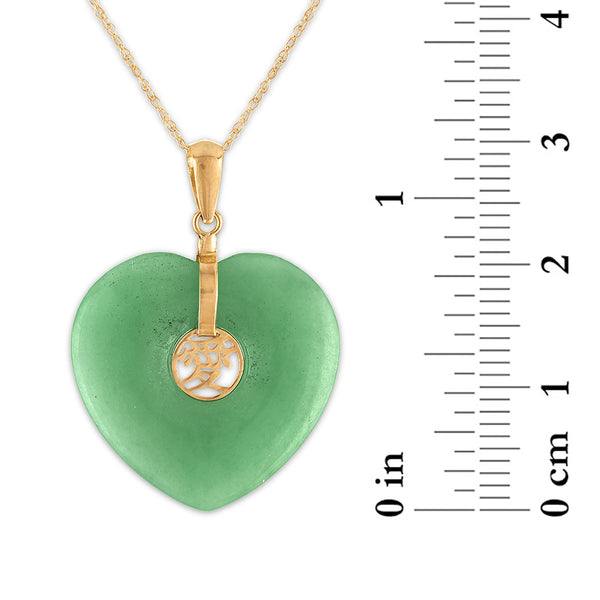 Heart Shape Jade 18-inch Pendant in 14KT Yellow Gold