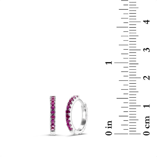 Created Ruby and White Sapphire Reversible Hoop Earrings in Sterling Silver