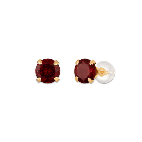 Garnet Birthstone Stud Earrings in 10KT Gold