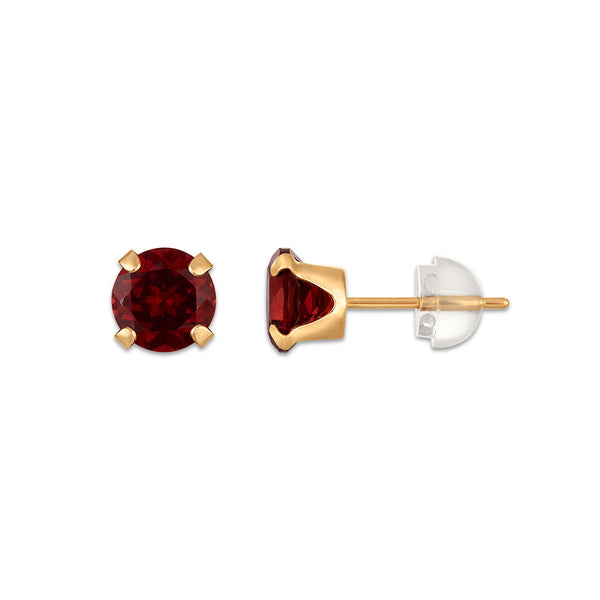 Garnet Birthstone Stud Earrings in 10KT Gold