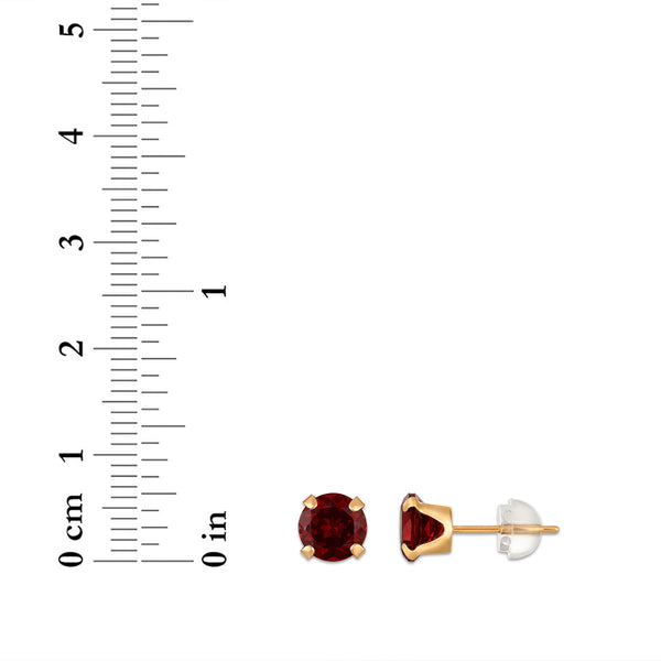 Garnet Birthstone Stud Earrings in 10KT Gold