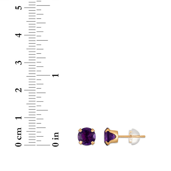 Amethyst Birthstone Stud Earrings in 10KT Gold