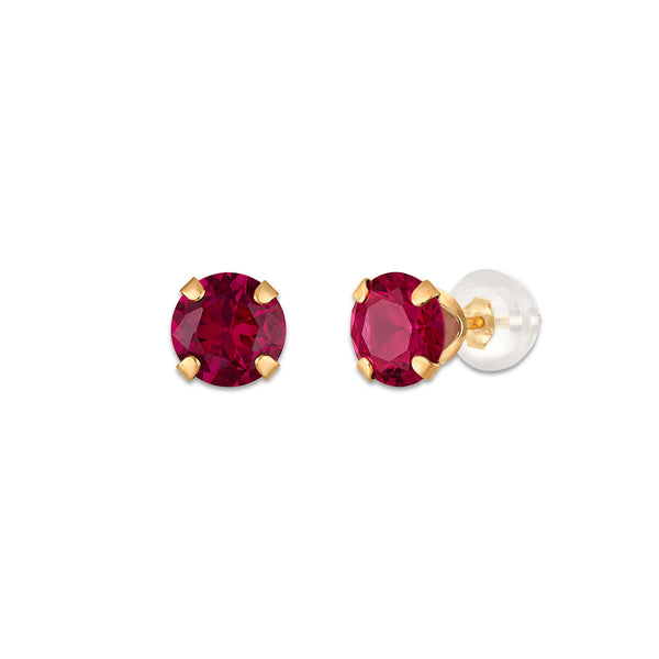 Ruby Birthstone Stud Earrings in 10KT Gold