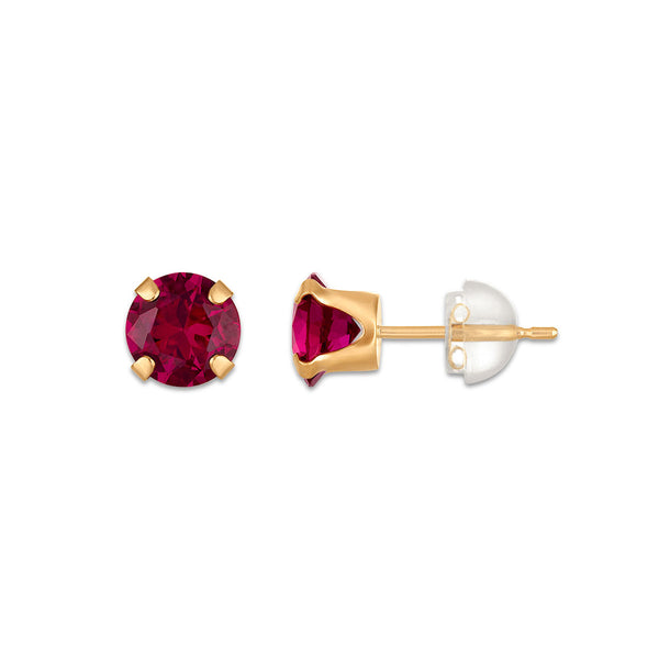 Ruby Birthstone Stud Earrings in 10KT Gold