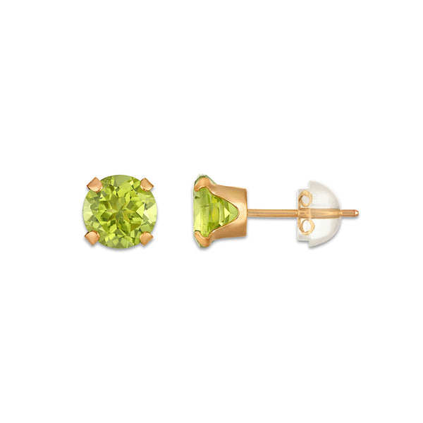 Peridot Birthstone Stud Earrings in 10KT Gold