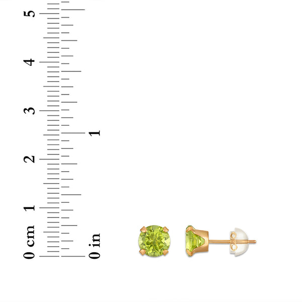 Peridot Birthstone Stud Earrings in 10KT Gold