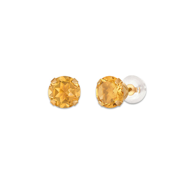 Citrine Birthstone Stud Earrings in 10KT Gold