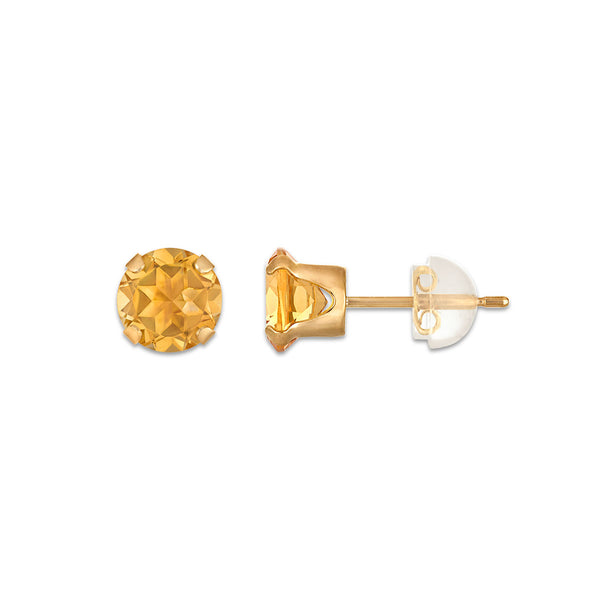 Citrine Birthstone Stud Earrings in 10KT Gold