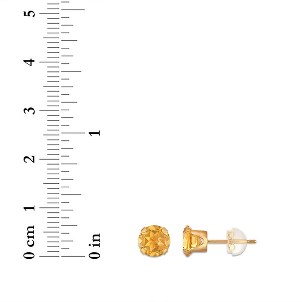 Citrine Birthstone Stud Earrings in 10KT Gold