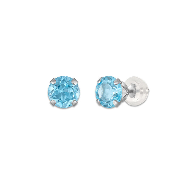 Blue Topaz Birthstone Stud Earrings in 10KT Gold