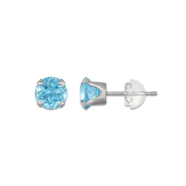 Blue Topaz Birthstone Stud Earrings in 10KT Gold