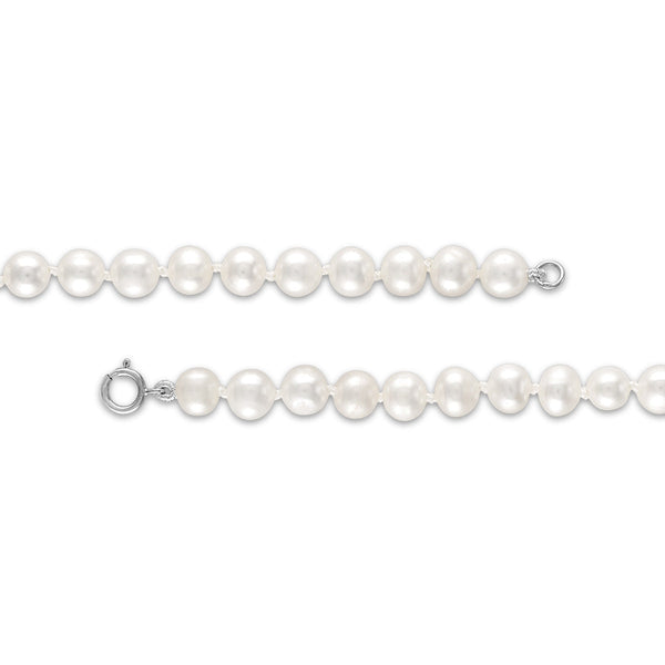 6MM Pearl Necklace Bracelet and Earrings Set in Sterling Silver