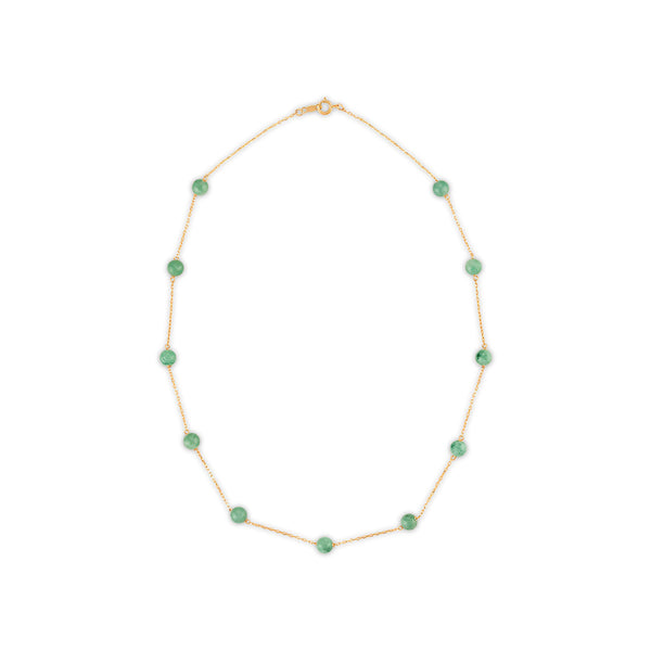 6MM Round Jade 18-inch Necklace in 10KT Yellow Gold