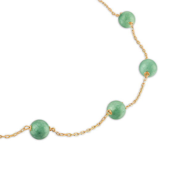 6MM Round Jade 18-inch Necklace in 10KT Yellow Gold